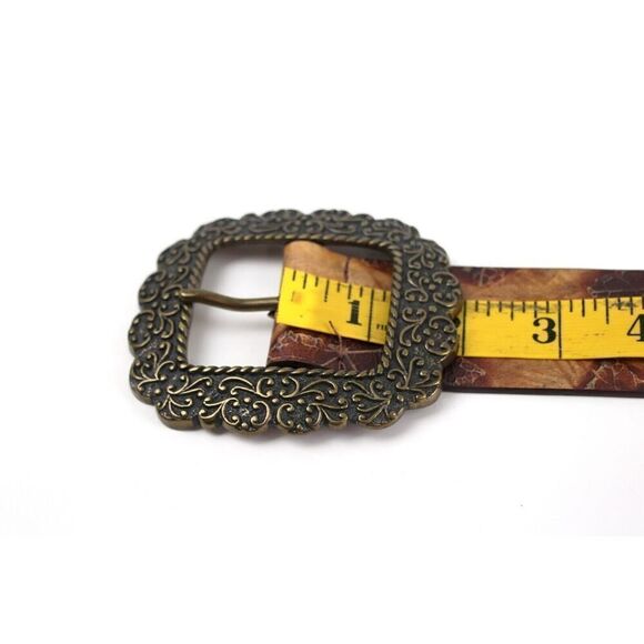 Olga Santini TOOLED BROWN GENUINE LEATHER 1 3/4"Wd DRESS CASUAL BELT Sz S (6M - Picture 11 of 14